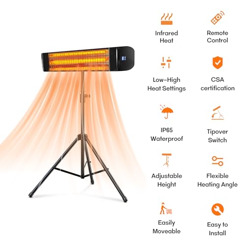 Paraheeter Outdoor Electric Infrared Patio Heater, 1500W