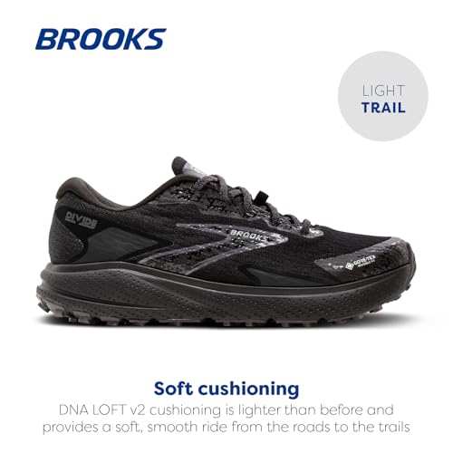 Brooks Women’s Divide 5 GTX Waterproof Trail Running Shoe - Black/Alloy/Primer Grey - 8 Medium