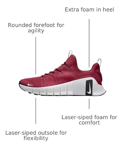 Nike Free Metcon 6 (Team Bank) Men's Workout Shoes (HM3754-602, Team Crimson/Black/White) Size 12