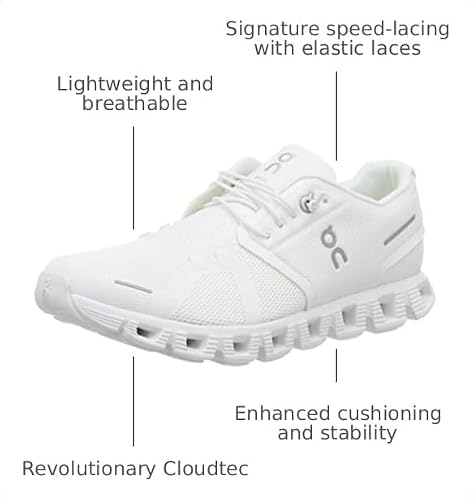 On Men's Cloud 5 Sneakers, All White, 10.5