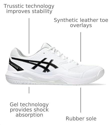 ASICS Men's Gel-Dedicate 8 Tennis Shoes, 10.5, White/Black