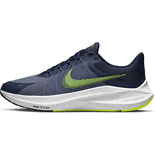 NIKE Men's Running Shoe, Midnight Navy Volt White Hyper Royal, 7.5