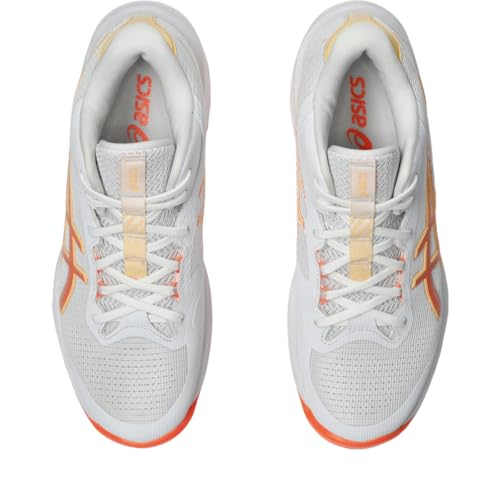 ASICS Women's Netburner Ballistic FlyteFoam Mid Top 4 Volleyball Shoes, 8, White/Vivid Coral