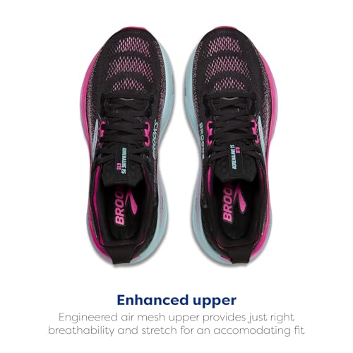 Brooks Women’s Adrenaline GTS 25 Supportive Running & Walking Shoe - Black/Cyber Pink/Iced Aqua - 8 Medium