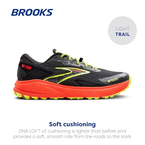 Brooks Men’s Divide 5 GTX Waterproof Trail Running Shoe - Black/Cherry/Lime - 14 Medium