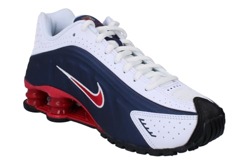 Nike Shox R4 GS Running Trainers CW2626 Sneakers Shoes (UK 4.5 us 5Y EU 37.5, Midnight Navy Gym red White 400)