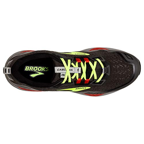 Brooks Men's Cascadia 15 Trail Running Shoe - Black/Raven/Cherry Tomato - 7 Wide