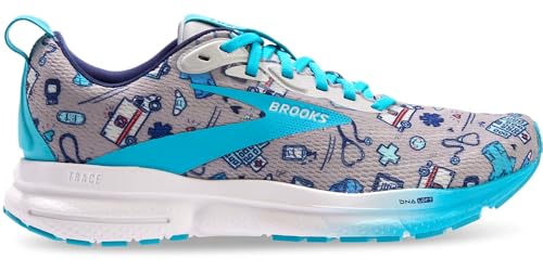 Brooks Women’s Trace 4 Neutral Running Shoe - Grey/Blue/Red - 5 Medium