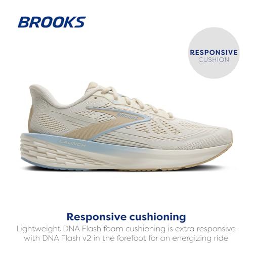 Brooks Women’s Launch 12 Neutral Running Shoe - Coconut/Sand/Skyway - 7 Medium