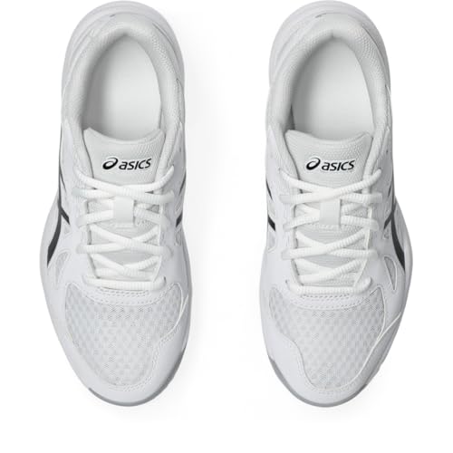ASICS Kid's Upcourt 6 Grade School Volleyball Shoes, 4.5, White/Black