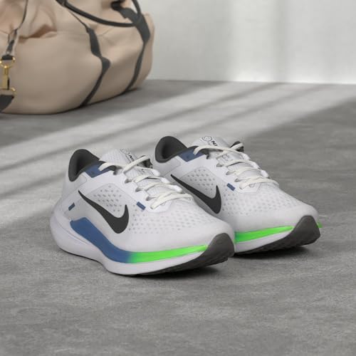 Nike Winflo 10 Men's Road Running Shoes (DV4022-103, White/Star Blue/Green Strike/Black) Size 8.5