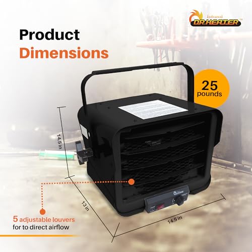 DR. INFRARED HEATER DR966 240-volt Hardwired Shop Garage Commercial Heater, 3000-watt/6000-watt, Black