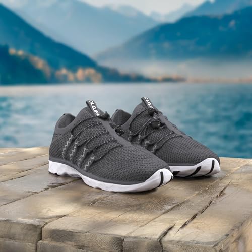 DLGJPA Men's Quick Drying Water Shoes for Beach or Water Sports Lightweight Slip On Walking Shoes Darkgray 10.5