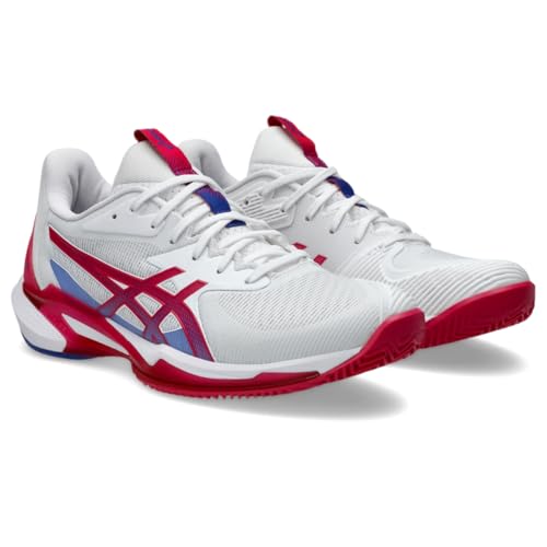 ASICS Women's Solution Speed FlyteFoam 3 Clay Tennis Shoes, 10, White/Bright Rose