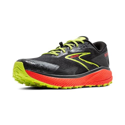 Brooks Men’s Divide 5 Trail Running Shoe - Black/Cherry/Lime - 10.5 Medium