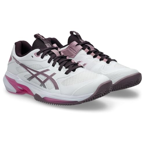 ASICS Women's Solution Speed FF 4 Clay Tennis Shoes, 6, White/Dusty Mauve