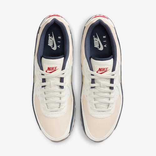 Nike Air Max 90 Premium Men's Shoes (Pale Ivory/Thunder Blue/Sail/Light Khaki) Size 8
