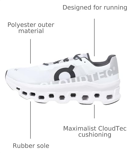 On Men's Cloudmonster Sneakers, All White, 11.5 Medium US