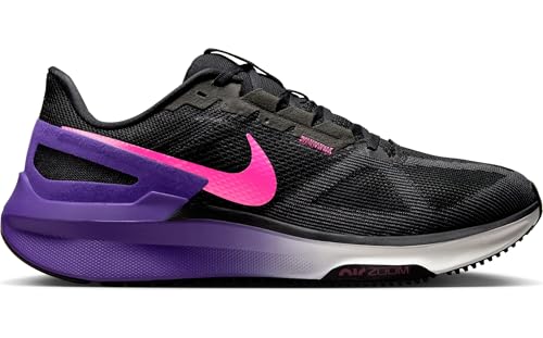 Nike Men's Structure 25 Road Running Shoes, Black Laser Fuchsia Anthracite, 9 US