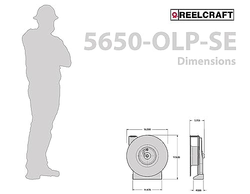 Reelcraft 5650-OLP-SE - 3/8" x 50 ft. 300 psi, Air/Water Reel with Hose 1/4" MNPT