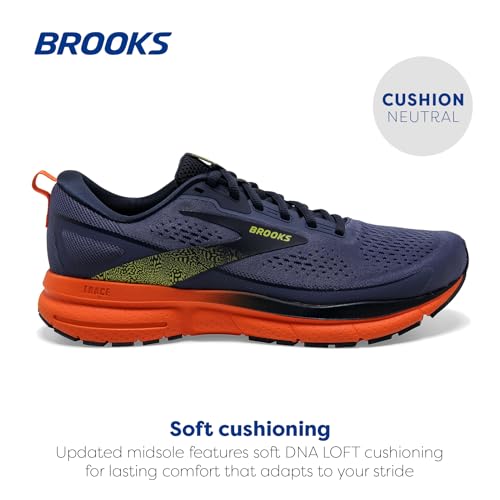 Brooks Men’s Trace 3 Neutral Running Shoe - Iris/Red Orange/Sulphur - 8 Medium