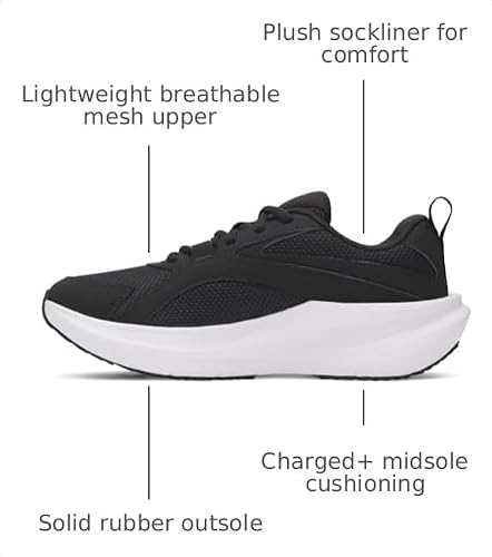 Under Armour Boys' Grade School Charged Assert 11, (001) Black/Black/White, 4.5, US