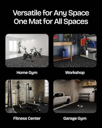 VIVALUZ 0.6" Thick 48 Sq Ft Rubber Top Gym Flooring Mats for Home Gym