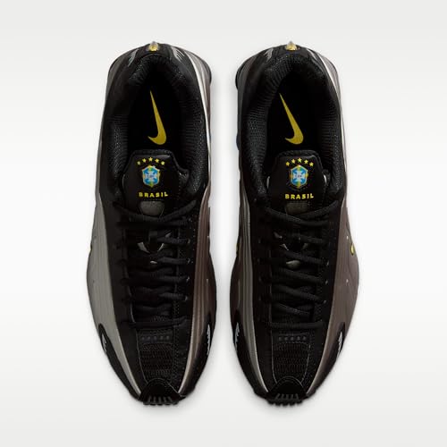 Nike Shox R4 Men's Shoes (Black/Metallic Pewter/Light Photo Blue/Canary) Size 12