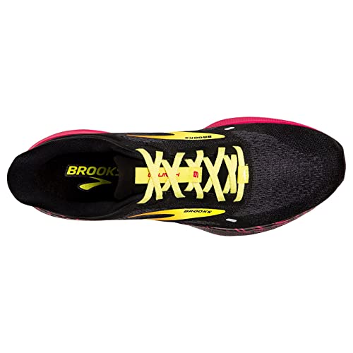 Brooks Men’s Launch 9 Neutral Running Shoe - Black/Pink/Yellow - 9.5 Medium