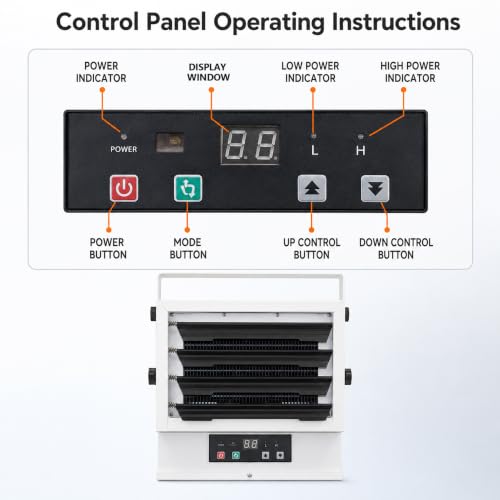 VILLABROT 5000W Garage Heater 240V, Fan-Forced Electric Heater with Remote & Digital Thermostat, Wall/Ceiling Mount, Overheat Protection, 1-9H Timer, 500 Sq.Ft for Garage Greenhouse Indoor