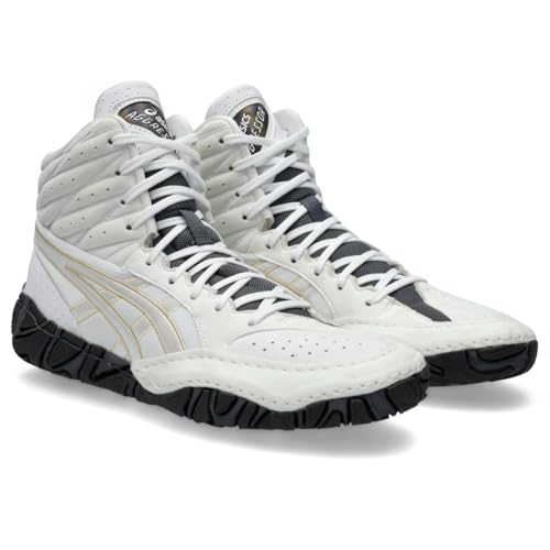 ASICS Men's Aggressor 6 Wrestling Shoes, 9.5, White/Champagne