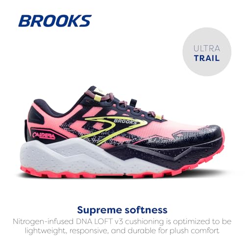 Brooks Women’s Caldera 7 Trail Running Shoe - Pink/Peacoat/Sunny Lime - 6 Medium
