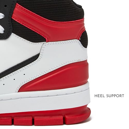 Avia 821 High Top Sneakers for Men, Indoor or Outdoor Mens Basketball Shoes - Black/Red/White Trim, 7.5 Medium
