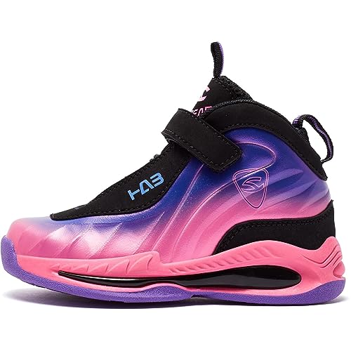 LackBlue Boys Girls Sneakers Fashion Basketball Shoes for Kids Nonslip Athletic Sports Running Shoes for Boys Girls Pink Purple Size 11.5,(1 Pair)