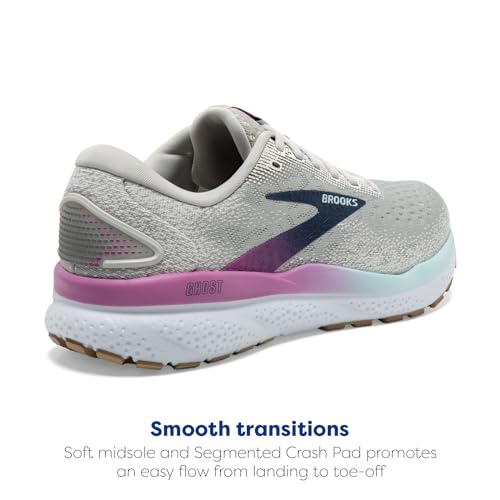 Brooks Women’s Ghost 16 Neutral Running Shoe - White/Grey/Estate Blue - 6 Wide