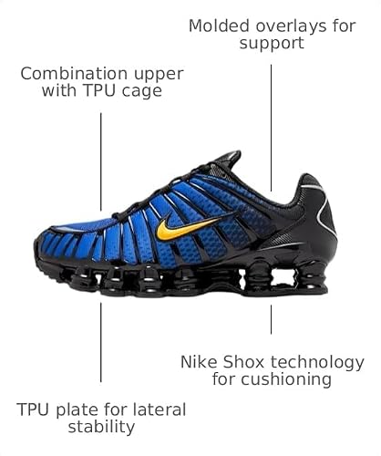 Nike Shox TL Men's Shoes (IB7670-001, Black/Metallic Silver/Lyon Blue/Varsity Maize) Size 10.5