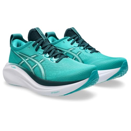 ASICS Men's Gel-Nimbus 27 Running Shoes, 11, Wave Teal/Saxon Green
