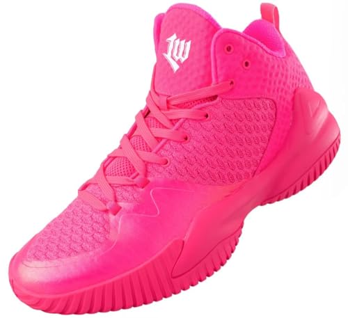 PEAK High Top Mens Basketball Shoes Streetball Master Breathable Non Slip Outdoor Sneakers Cushioning Workout Shoes for Fitness Pink US Size 8