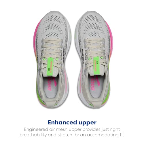 Brooks Women’s Adrenaline GTS 25 Supportive Running & Walking Shoe - Oyster/Pink/Green - 8.5 Medium