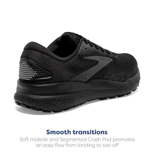 Brooks Women’s Ghost 16 Neutral Running Shoe - Black/Black/Ebony - 8 Medium