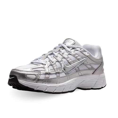 Nike P-6000 Big Kids' Shoes (White/Blue Tint/Black/Metallic Silver) Size 6