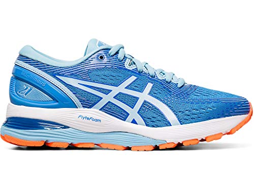 ASICS Women's Gel-Nimbus 21 Running Shoes, 8, Blue Coast/Skylight