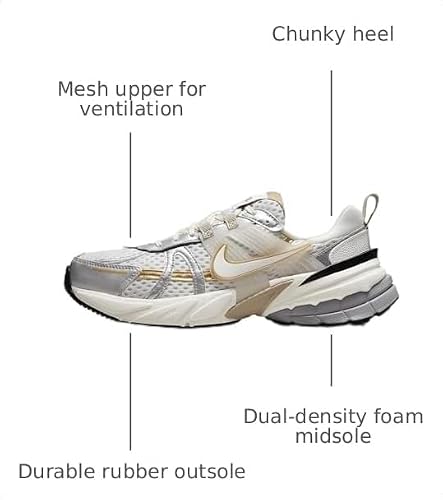 Nike V2K Run Women's Shoes (HJ7245-100, White/Khaki/Metallic Silver/White) Size 9.5
