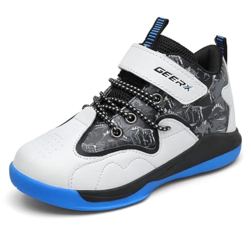 GEERX Dino Kids Toddler Boys Basketball Shoes White Black Blue Size 1