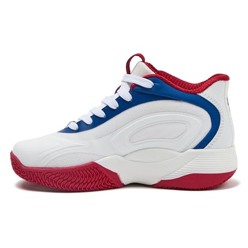 Reebok Open Gym Kids Basketball Shoes for Boys and Girls Sneakers Size Big and Little Kid 11 to 7, White/Blue/Red, 1