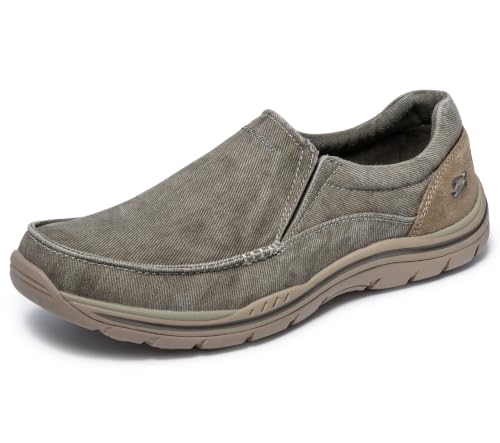 Skechers mens Expected Avillo Moccasin, Khaki, 10.5 X-Wide US