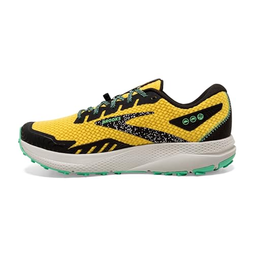 Brooks Men’s Divide 4 Trail Running Shoe - Lemon Chrome/Black/Spring Bud - 10 Medium