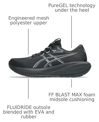 ASICS Men's Gel-Cumulus 28 Running Shoes, 8, Black/Carrier Grey