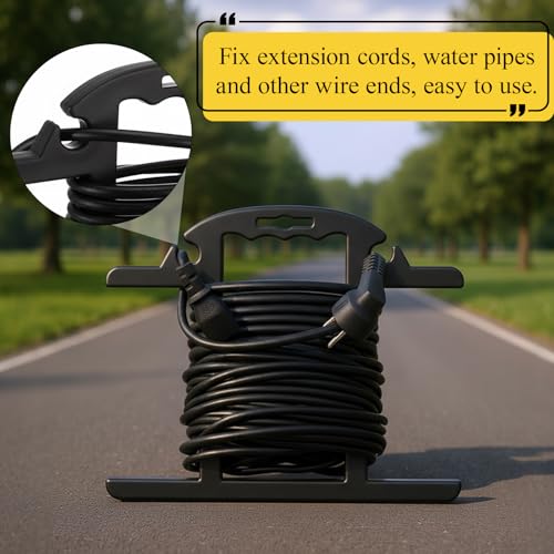 Ripeng 3 Pcs Heavy Duty Extension Cord and Hose Reel with Carrying Handle, Durable ABS H-shape Design Fits 100ft Cord Cable or Water Hose, 50ft Soaker Tube Management (Black)