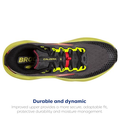 Brooks Men’s Caldera 6 Trail Running Shoe - Black/Fiery Red/Blazing Yellow - 9 Medium